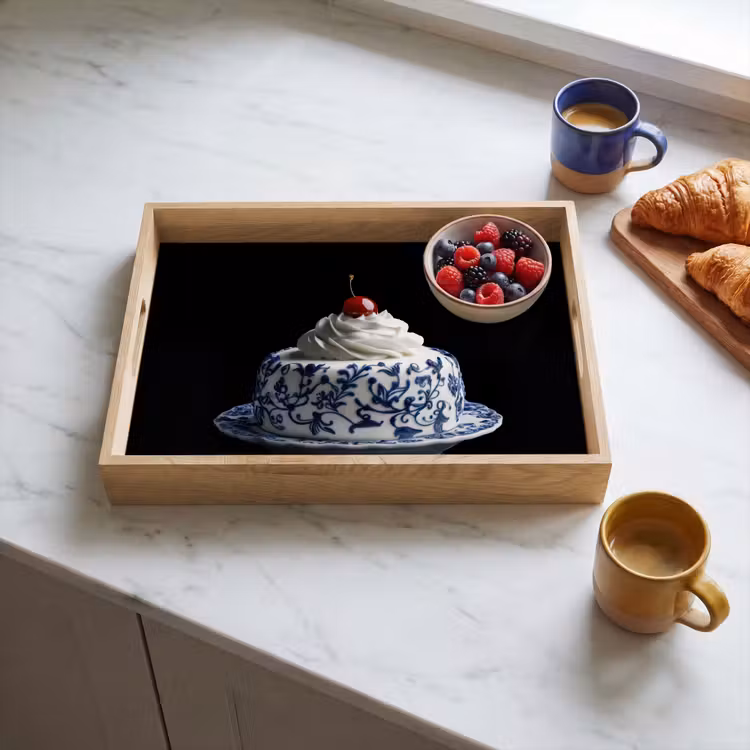Dienblad - Taart - Slagroom - Kers - Bord - Delfts blauw — 4