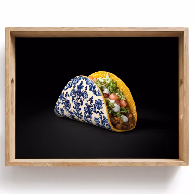 Dienblad - Taco - Vlees - Salade - Delftsblauw - Motief