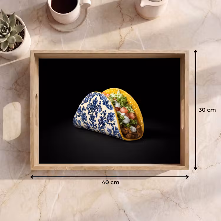 Dienblad - Taco - Vlees - Salade - Delftsblauw - Motief — 9
