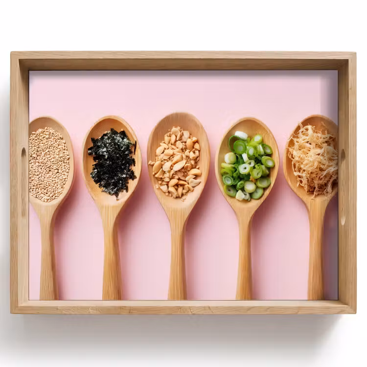 Dienblad - Ingrediënten - Lepels - Hout - Roze