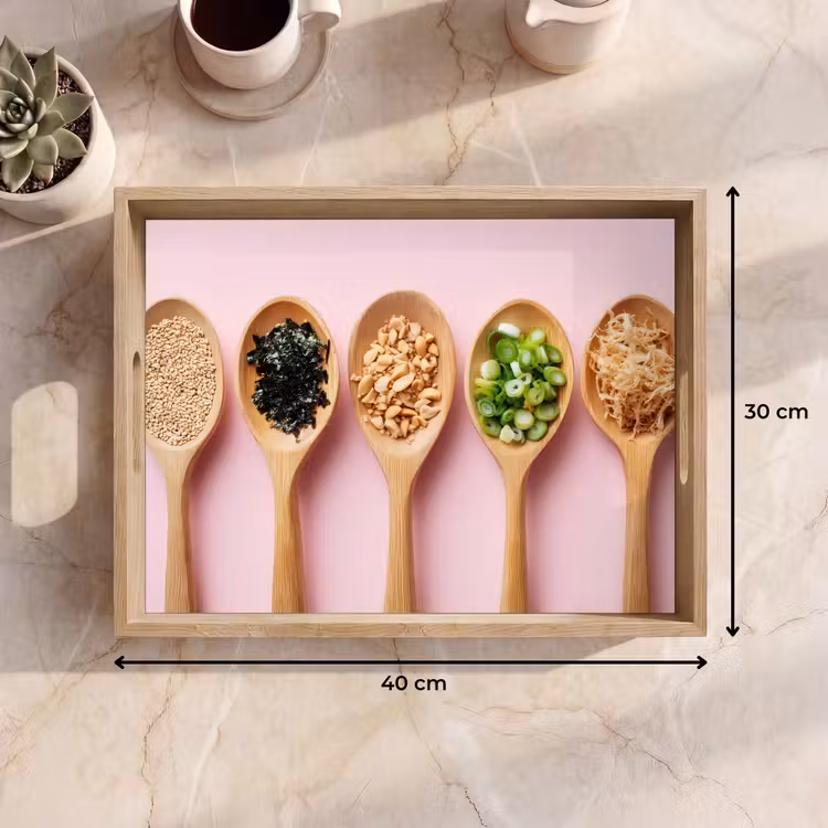 Dienblad - Ingrediënten - Lepels - Hout - Roze — 9