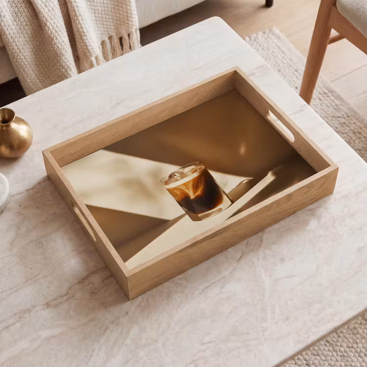 Dienblad - Glas - Ijskoffie - Schaduw - Bruin — 2
