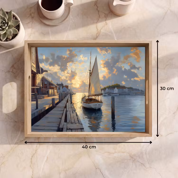 Dienblad - Zeilboot - Zon - Pier - Hout — 9