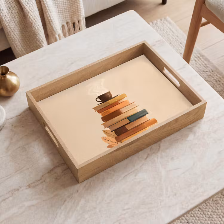 Dienblad - Boeken - Toren - Koffie - Beige — 2