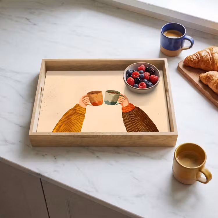 Dienblad - Illustratie - Mokken - Proosten - Bruin — 4