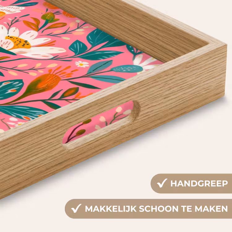 Dienblad - Roze - Bloemen - Wit - Oranje — 5