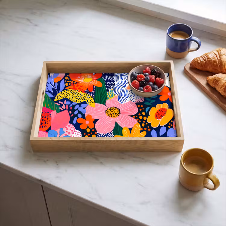 Dienblad - Kleurrijk - Bloemen - Abstract - Stippen — 4