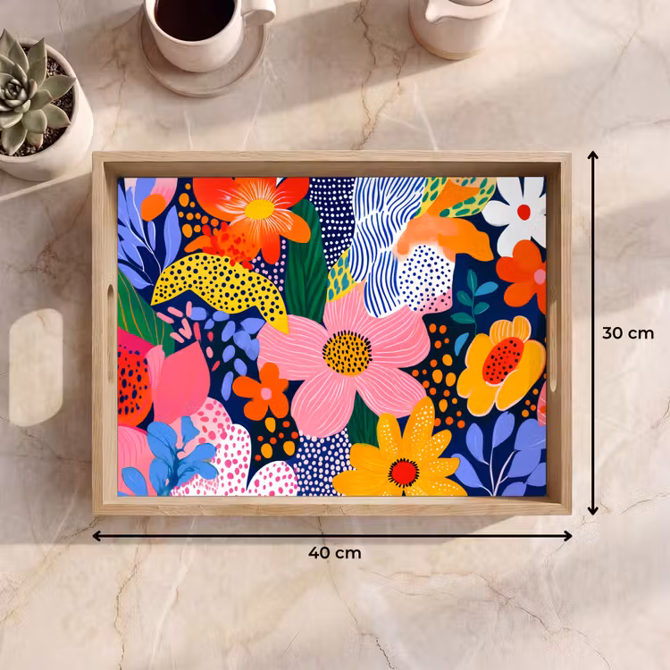Dienblad - Kleurrijk - Bloemen - Abstract - Stippen — 9