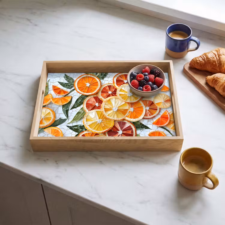 Dienblad - Schijfjes - Fruit - Oranje - Mozaïek — 4