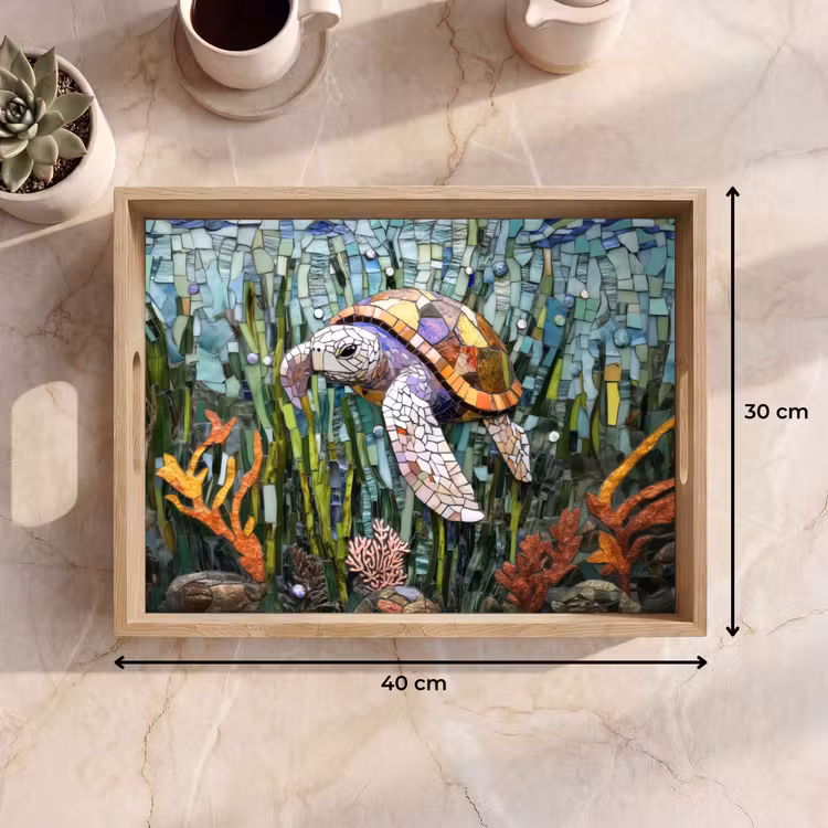Dienblad - Schildpad - Zeewier - Mozaïek — 9