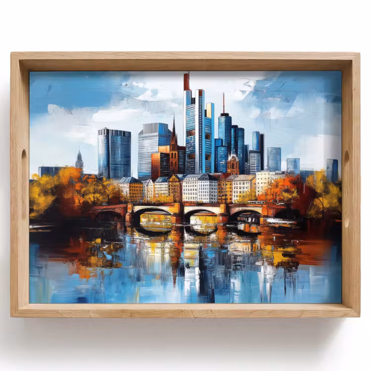Dienblad - Bomen Frankfurt- Stad - Skyline - Brug — 1