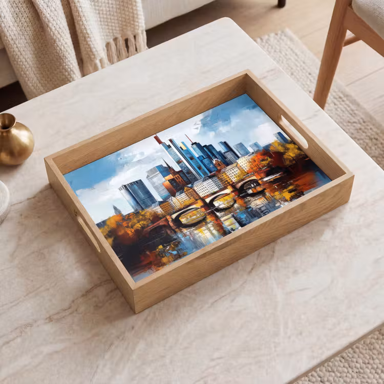 Dienblad - Bomen Frankfurt- Stad - Skyline - Brug — 2