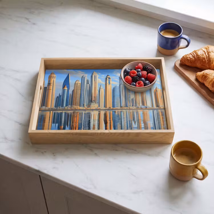 Dienblad - Skyline - Wolkenkrabbers - Water - Blauw — 4