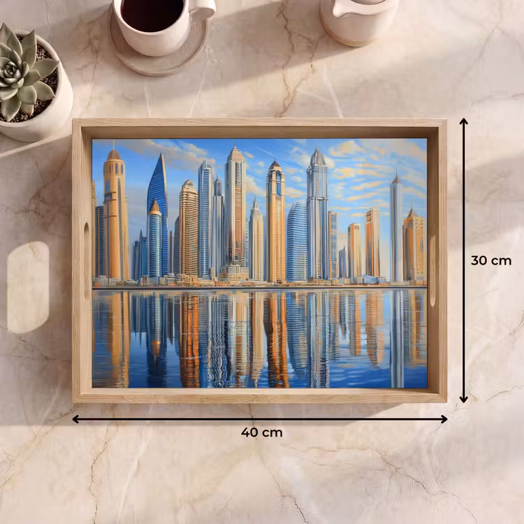 Dienblad - Skyline - Wolkenkrabbers - Water - Blauw — 9