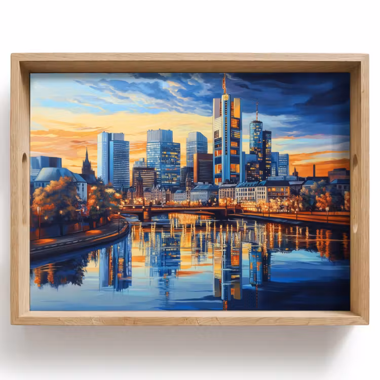 Dienblad - Zonsondergang Frankfurt - Stad - Skyline - Water — 1