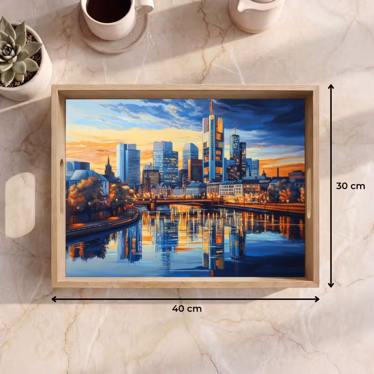 Dienblad - Zonsondergang Frankfurt - Stad - Skyline - Water — 9