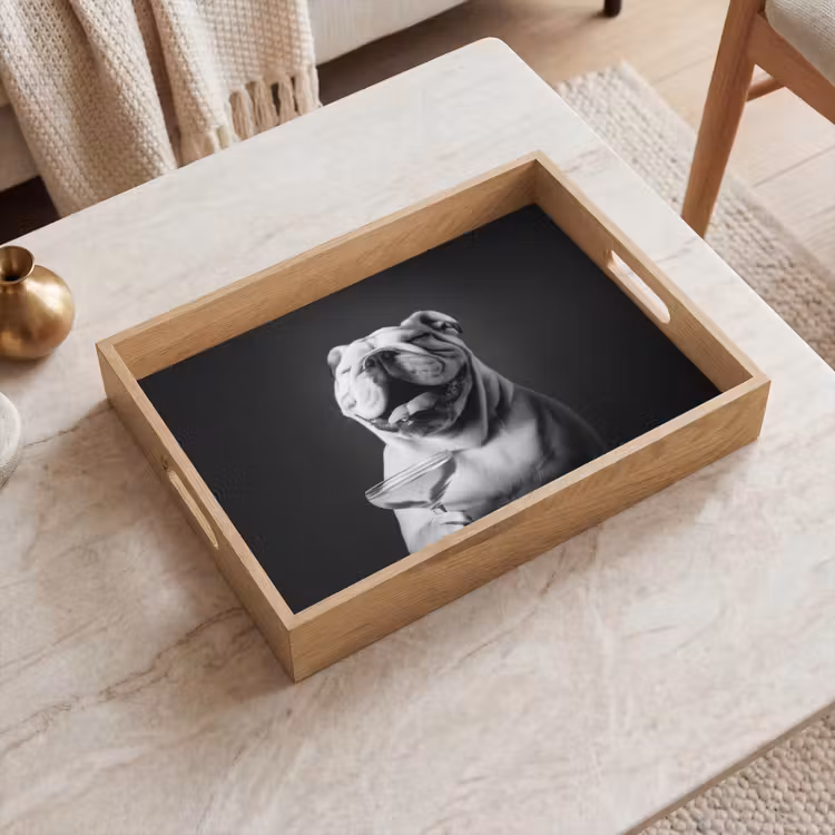 Dienblad - Buldog - Hond - Glas — 2