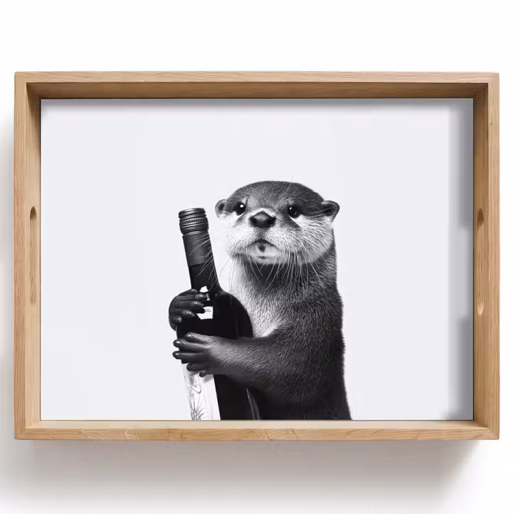 Dienblad - Wijnfles - Otter - Zwart