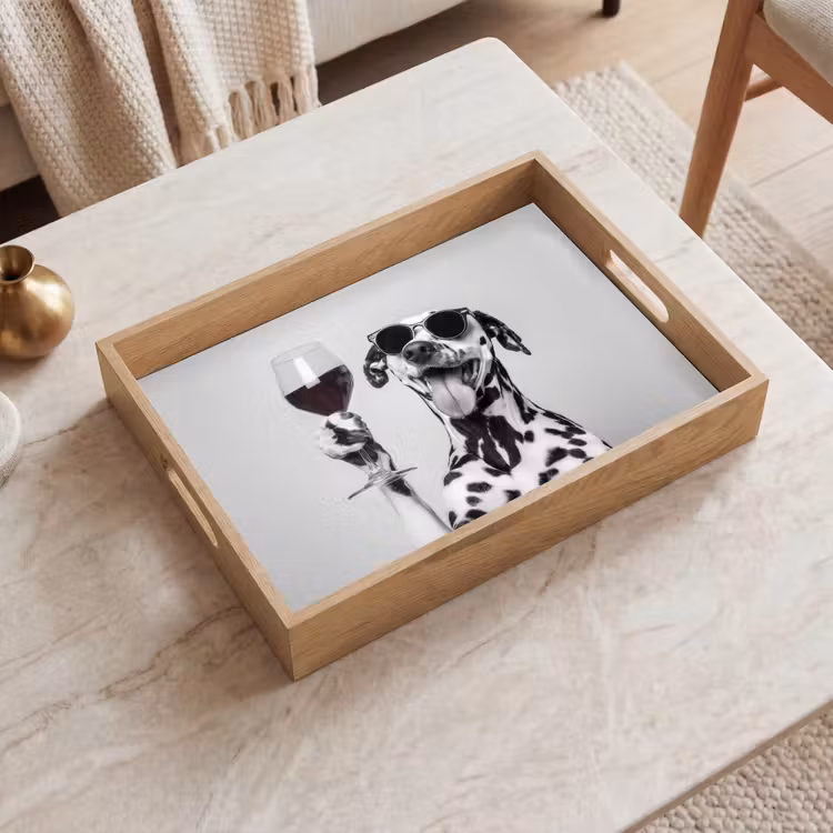 Dienblad - Dalmatiër met Zonnebril en Wijnglas — 2