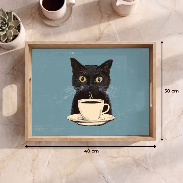 Dienblad - Kat - Zwart - Koffie - Minimalistisch — 9