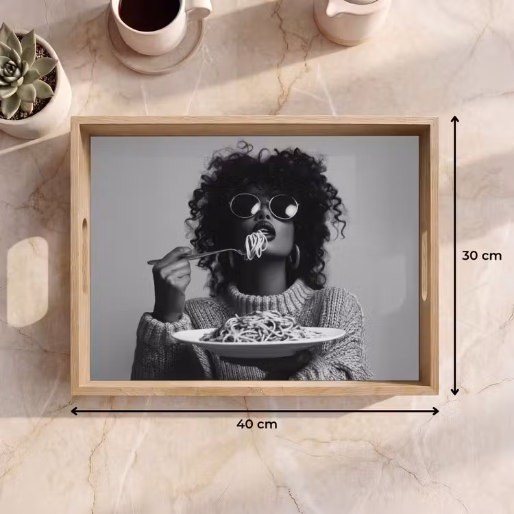 Dienblad - Vrouw - Pasta - Zwart - Wit — 9