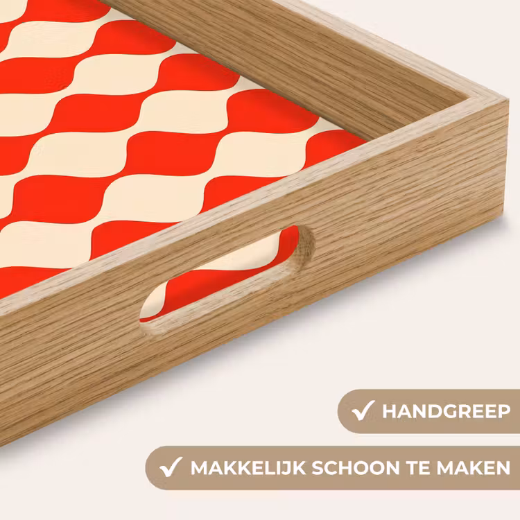 Dienblad - Golvend patroon - Retro - Rood - Beige — 5