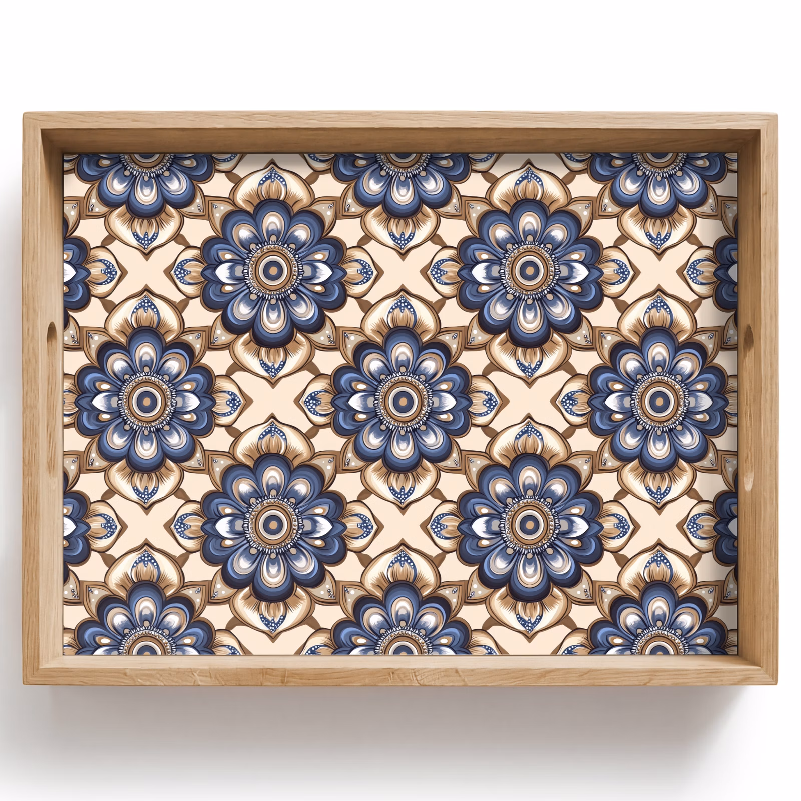 Dienblad - Mandala Bloemen Blauw Beige — 1