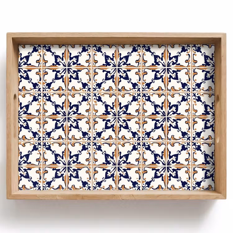 Dienblad - Portugese Tegels Donkerblauw Oranje