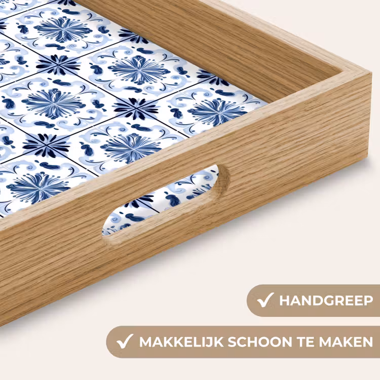 Dienblad - Blauw Witte Tegels Bloemmotief — 5