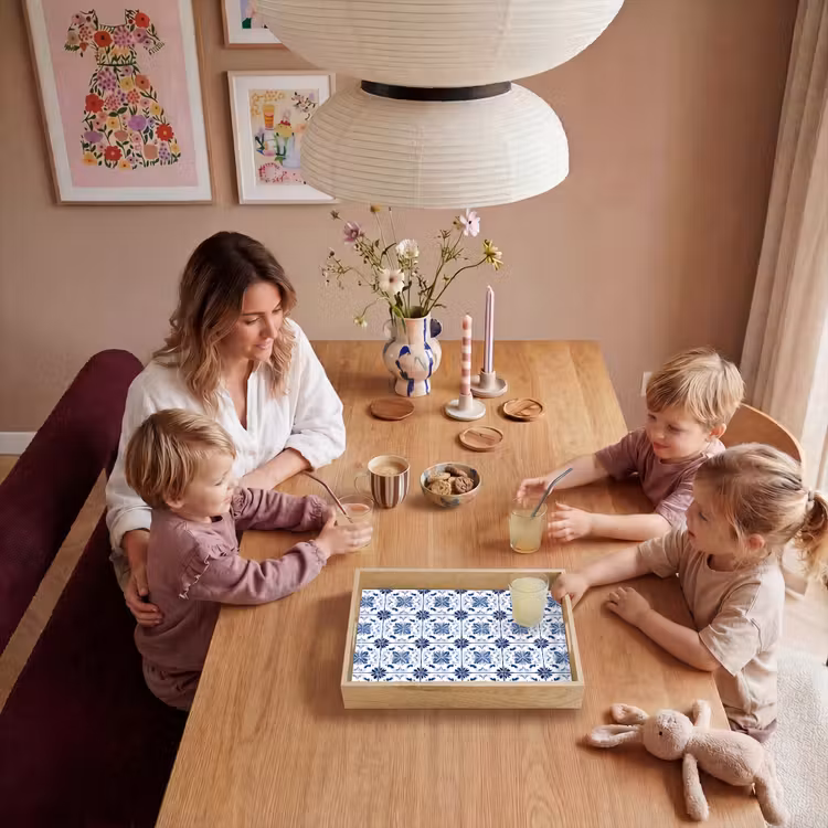 Dienblad - Blauw Witte Tegels Bloemmotief — 7