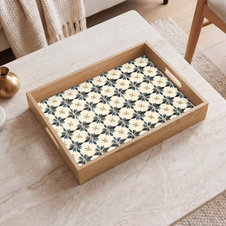 Dienblad - Tegelpatroon Sterren Blauw Zwart — 2