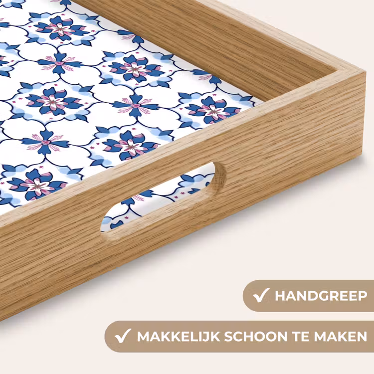 Dienblad - Bloemen Tegels Blauw Roze — 5