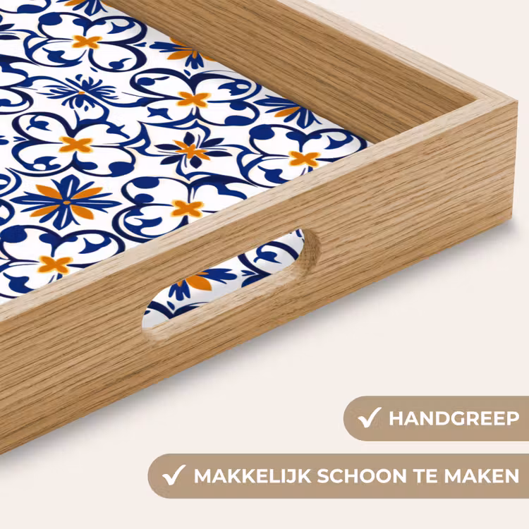 Dienblad - Portugese Tegels Bloemen Blauw — 5