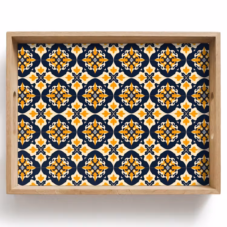 Dienblad - Portugese Tegels Donkerblauw Oranje