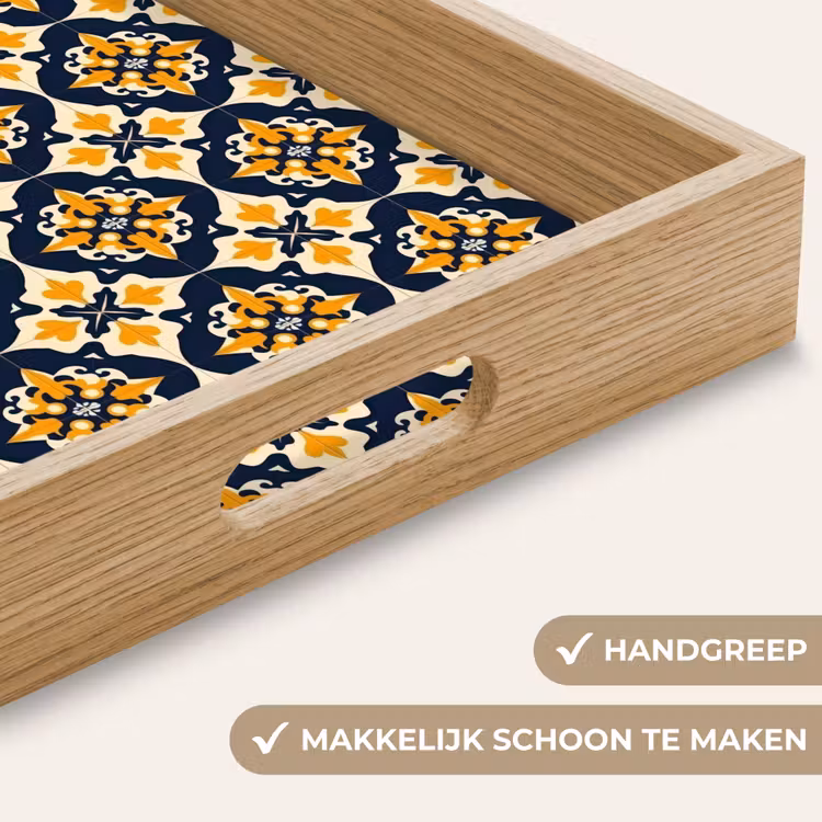 Dienblad - Portugese Tegels Donkerblauw Oranje — 5