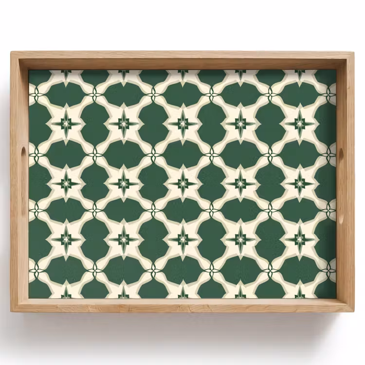 Dienblad - Donkergroen Geometrisch Patroon