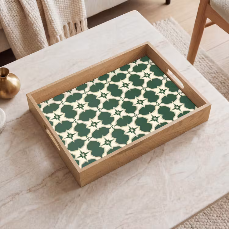 Dienblad - Donkergroen Geometrisch Patroon — 2