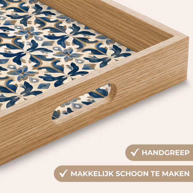 Dienblad - Blauw Tegelpatroon Aquarel — 5