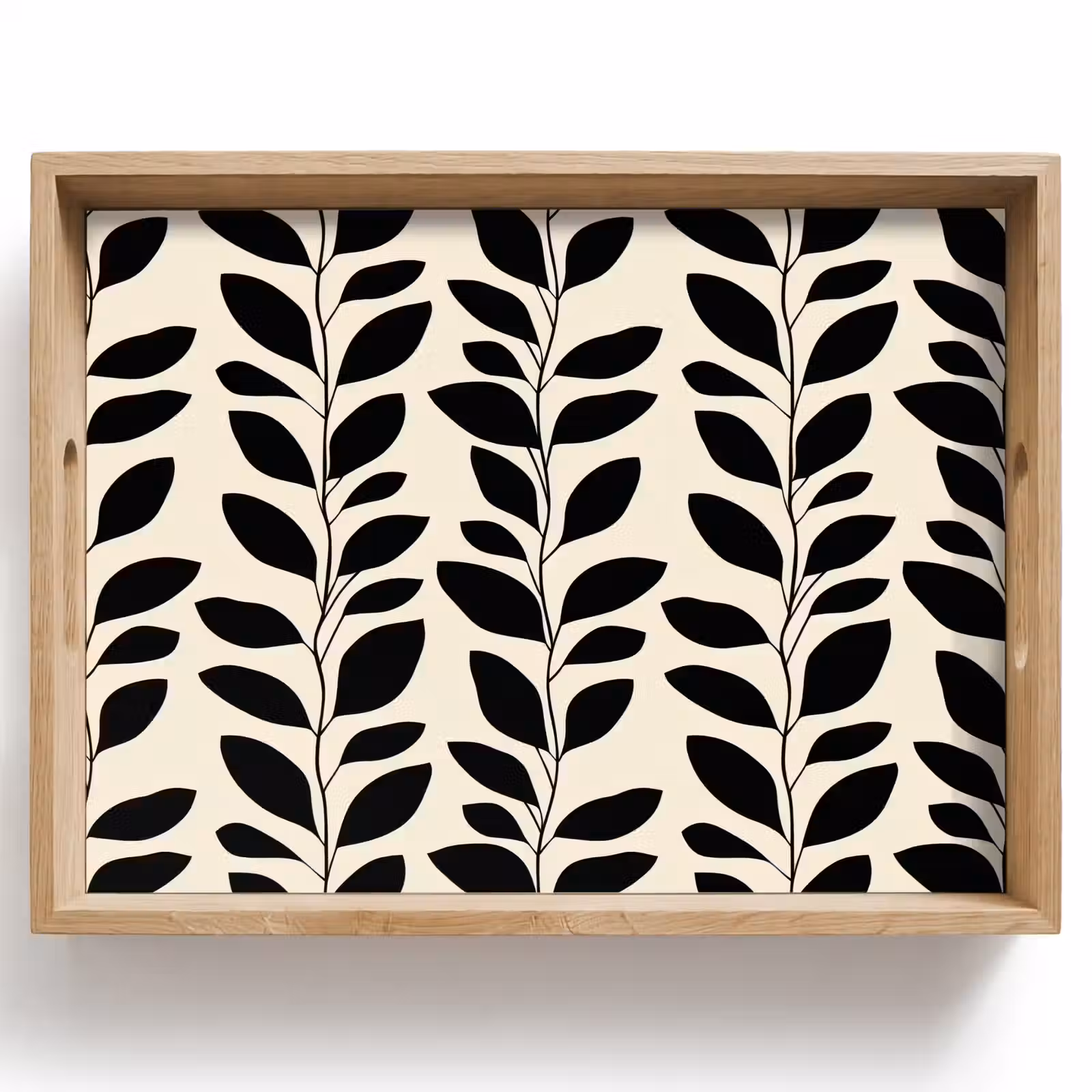 Dienblad - Botanisch - Dessin - Zwart - Beige — 1