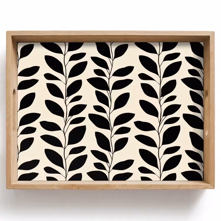 Dienblad - Botanisch - Dessin - Zwart - Beige — 1