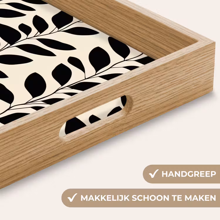 Dienblad - Botanisch - Dessin - Zwart - Beige — 5