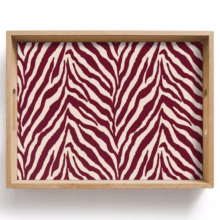 Dienblad - Zebra - Motief - Bordeaux - Rood
