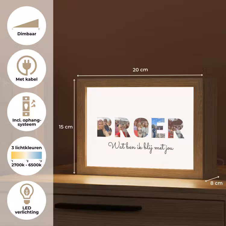 Gepersonaliseerde tafellamp - Broer - Lettercollage — 6