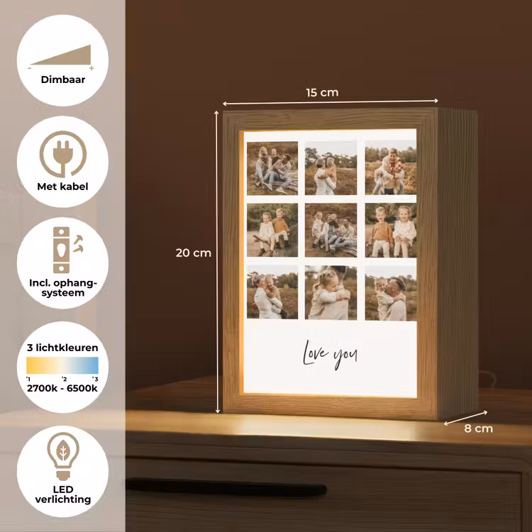 Gepersonaliseerde Lightbox - Collage - 9 Foto's — 7