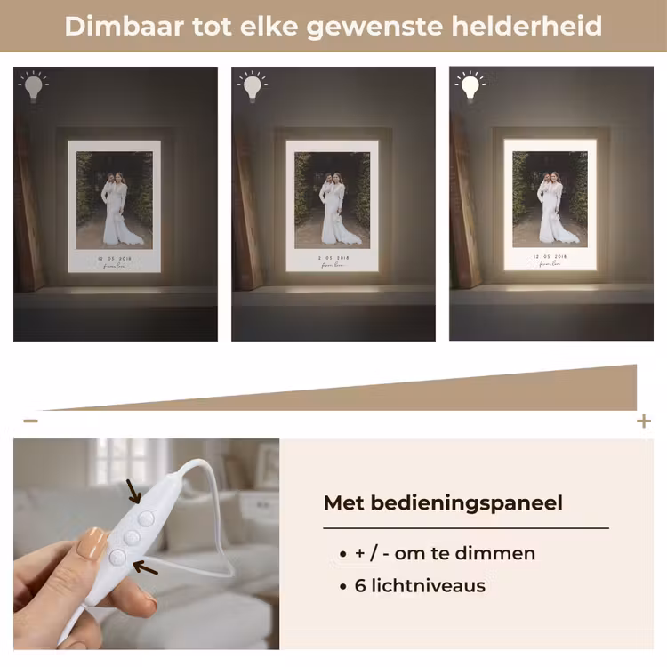 Gepersonaliseerde tafellamp - Witte border met tekst — 8
