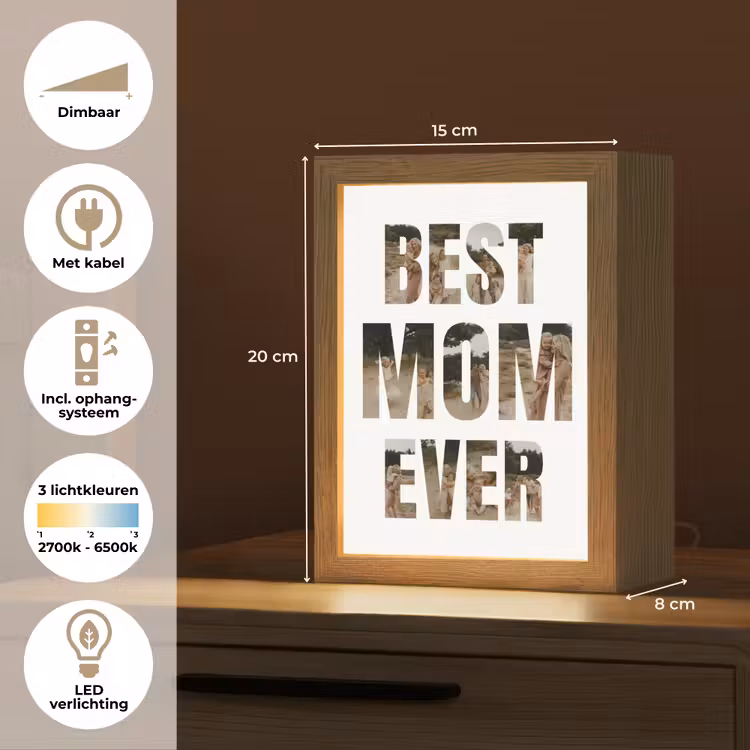 Gepersonaliseerde tafellamp - Best Mom Ever - Lettercollage — 7