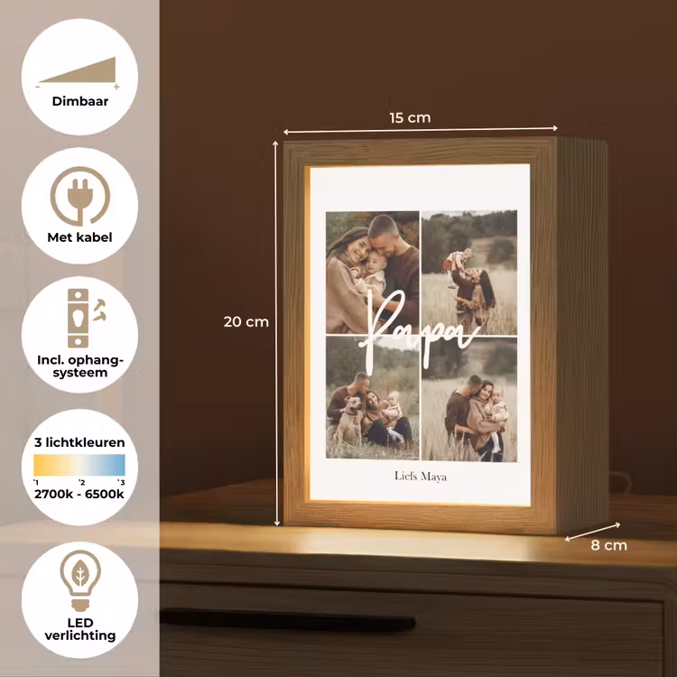 Gepersonaliseerde Lightbox - Papa Collage - 4 Foto's — 7