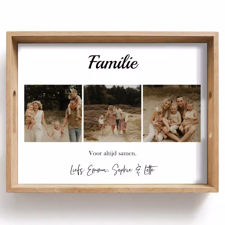 Gepersonaliseerd dienblad - Familie - Fotocollage - 3 Foto's — 1