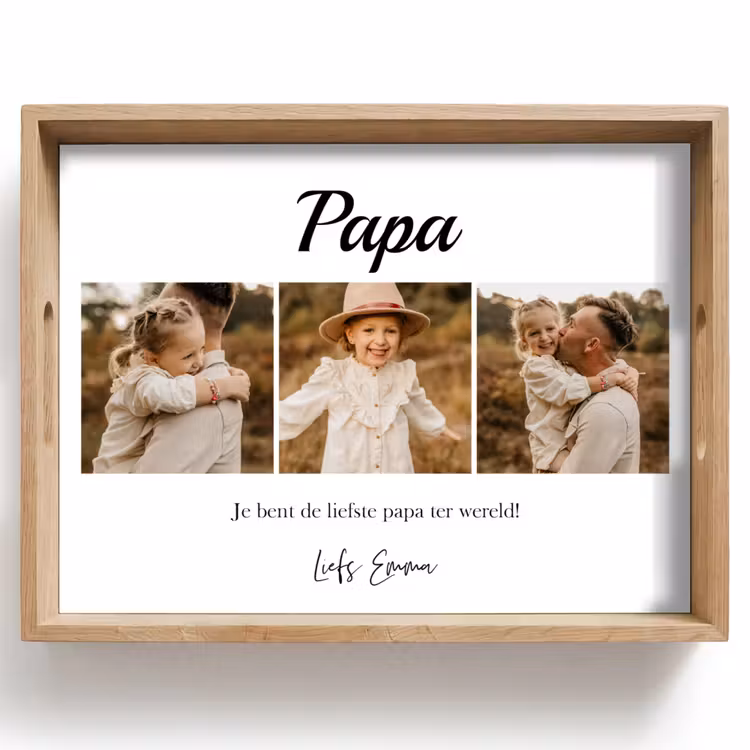 Gepersonaliseerd dienblad - Papa - Fotocollage - 3 Foto's — 1