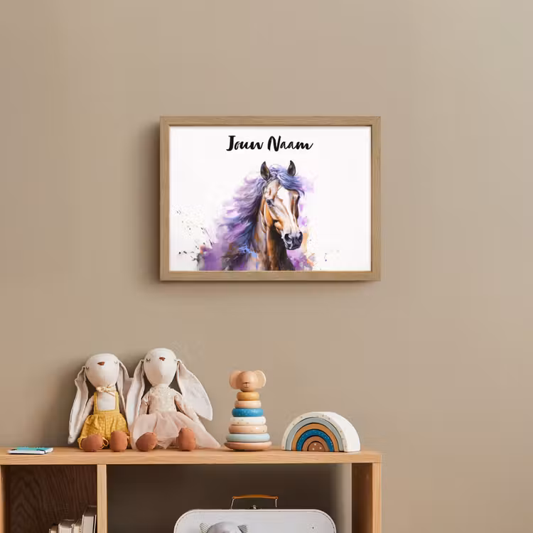 Lightbox - Wandlamp kinderkamer met naam - Paard - Dieren - Meiden - Paars - Bruin — 3